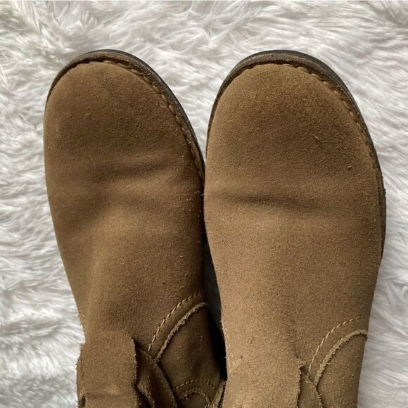 Clarks Derby Palace Leather Boots Tall Tan Side Zip Women’s Size 8 M FLAWED - Picture 3 of 16